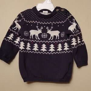 H&M navy reindeer pullover knit sweater
